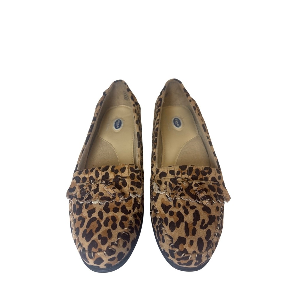 Dr Scholls Womens Leopard Print Kiltie Loafers Brown Tan Animal Print Size 11M